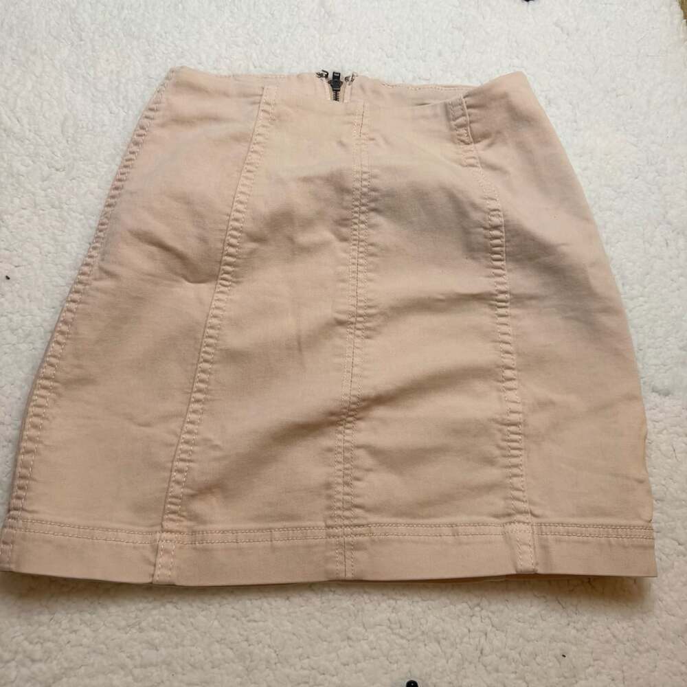 Free People Mini Skirt Size 2 Beige Cotton Blend